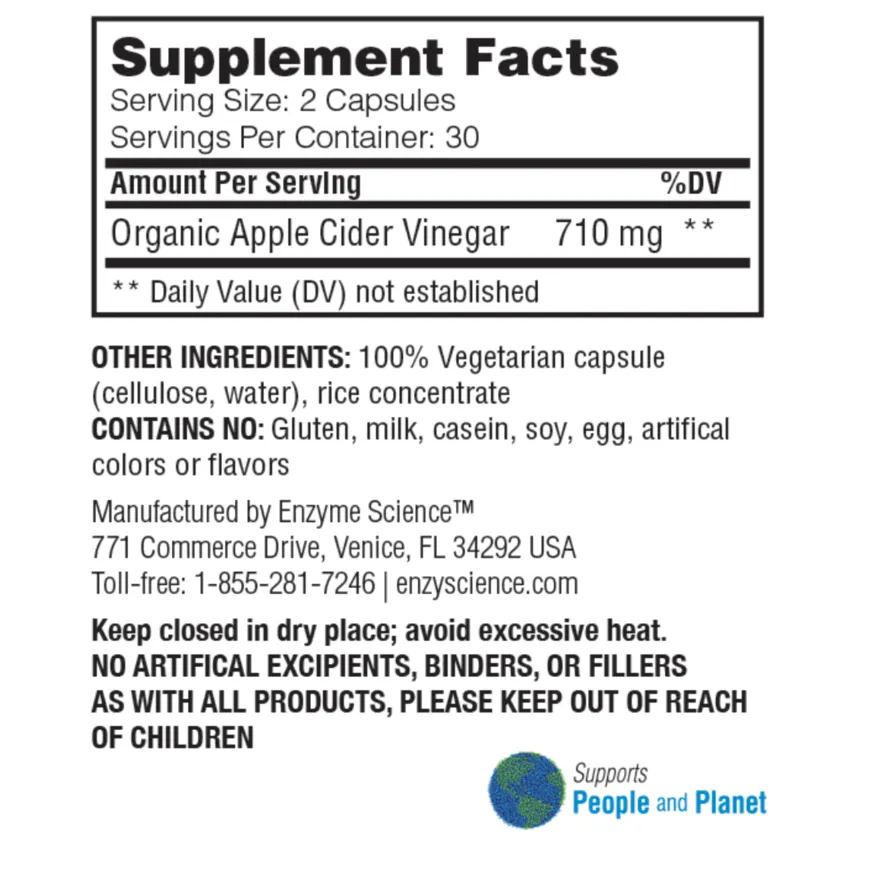 Apple Cider Vinegar 60 vegcaps by Enzyme Science