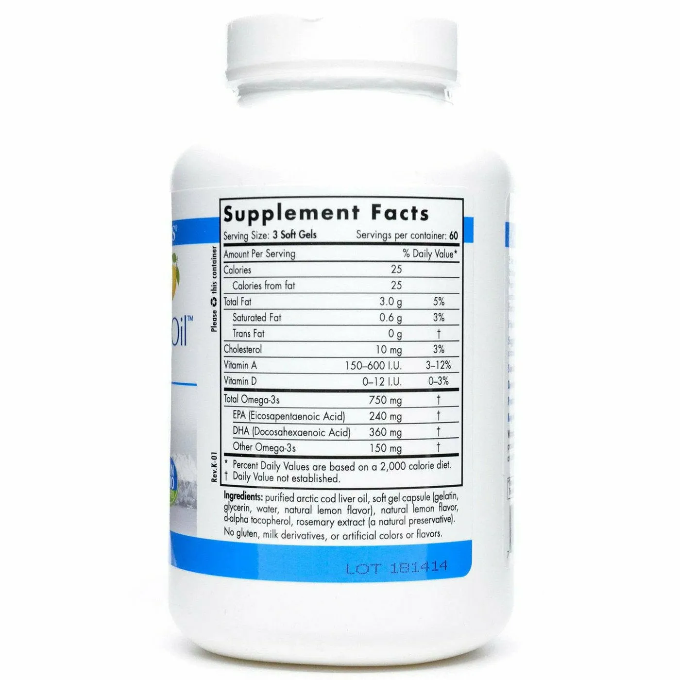 Arctic Cod Liver Oil 240EPA/360DHA 180 gels by Nordic Naturals