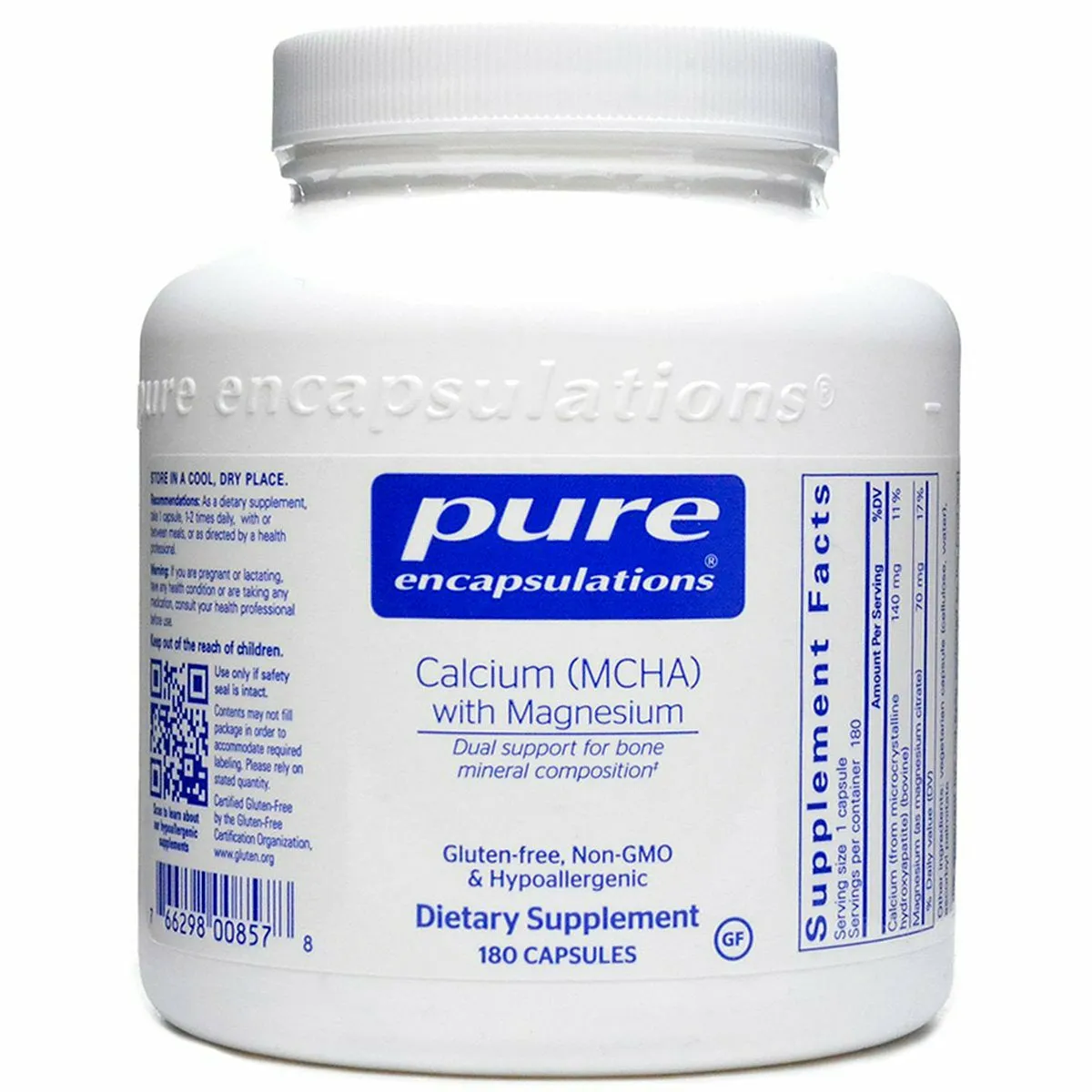 Calcium (MCHA) with Magnesium 180 vcaps by Pure Encapsulations
