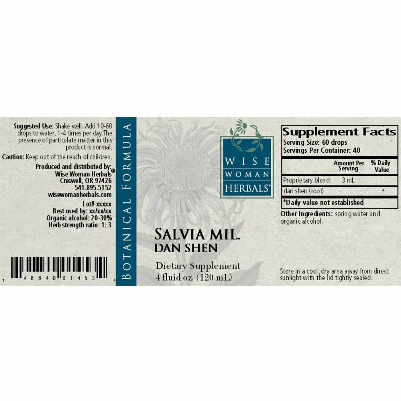Dan Shen (Salvia miltiorrhiza) 4 oz by Wise Woman Herbals