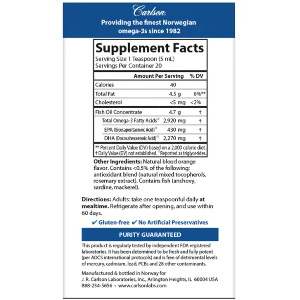 Elite DHA 2270 mg 100 mL by Carlson Labs