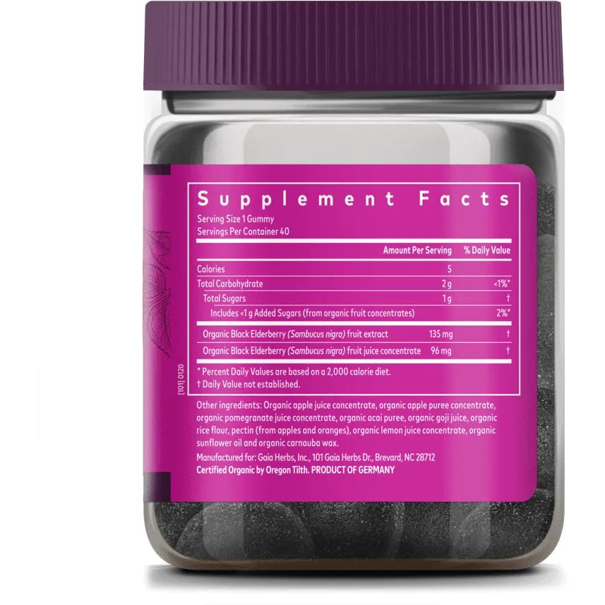 GaiaKids Everyday Elderberry 40 vegan gummies by Gaia Herbs