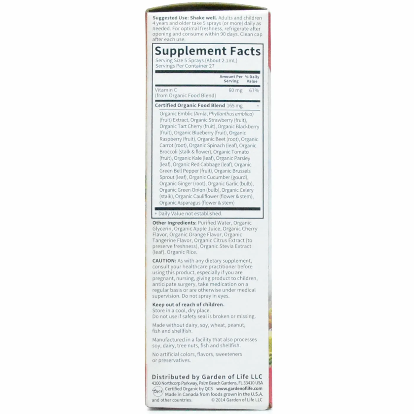 mykind Organics Vitamin C Cherry-Tangerine 2 oz by Garden of Life