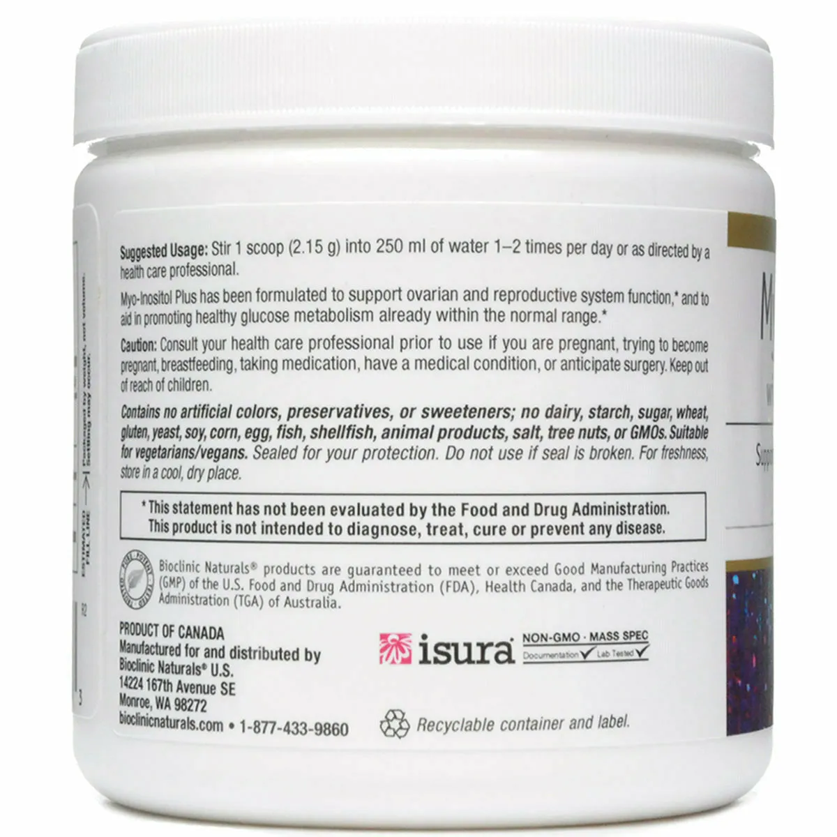Myo-Inositol Plus 60 servings By Bioclinic Naturals