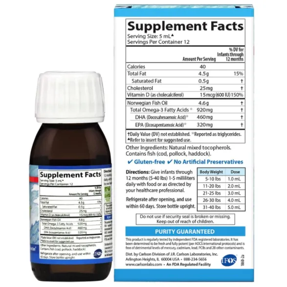 Norwegian Baby's DHA 2 fl oz (60 mL) by Carlson Labs