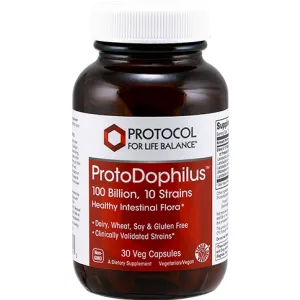 ProtoDophilus 100 Billion. 10 Strains 30 vcaps by Protocol For Life Balance