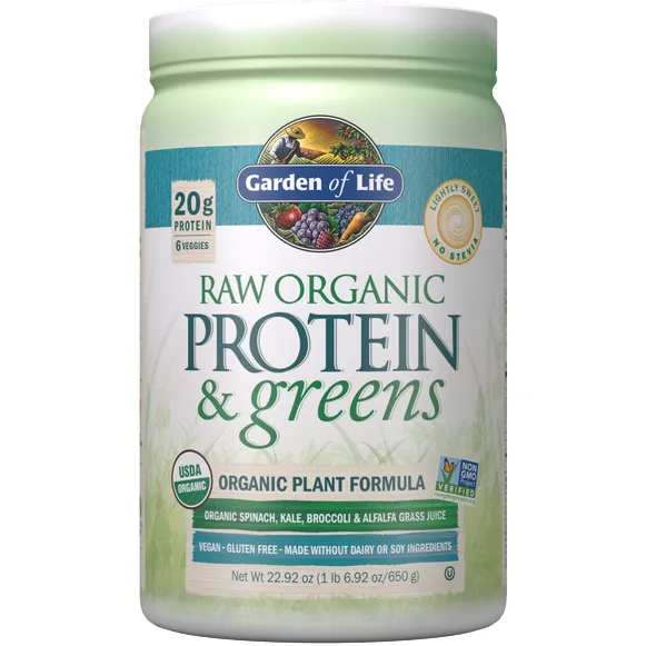 RAW Protein and Greens Lightly Sweetened 23 oz by Garden Of Life