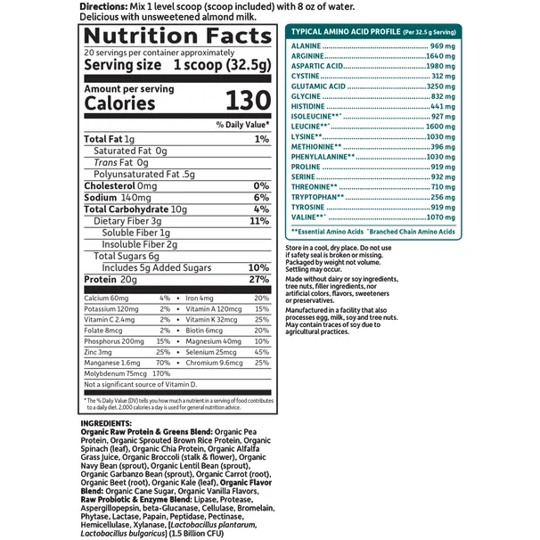 RAW Protein and Greens Lightly Sweetened 23 oz by Garden Of Life