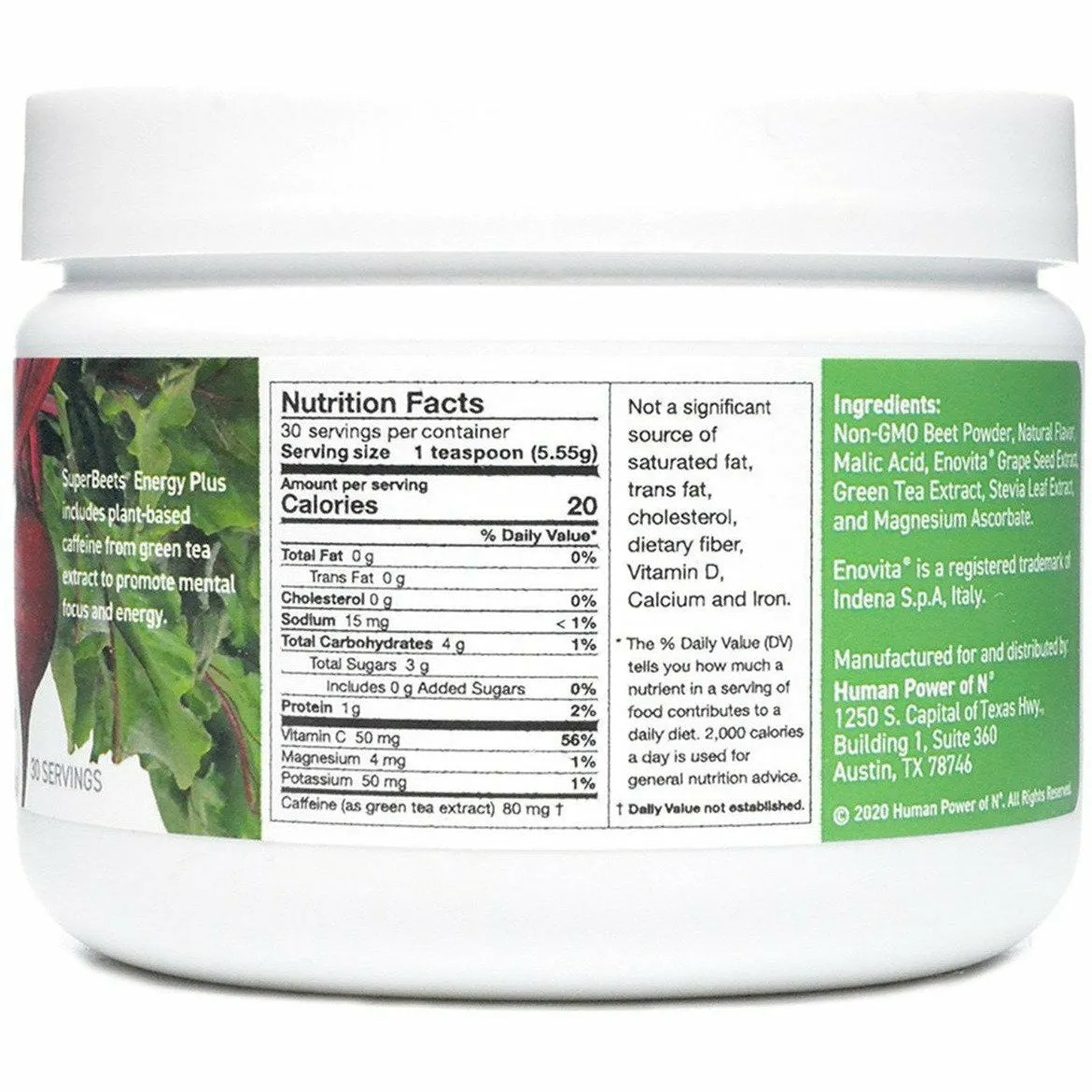 SuperBeets Energy Plus  5.3 oz (30 Servings) by HumanN