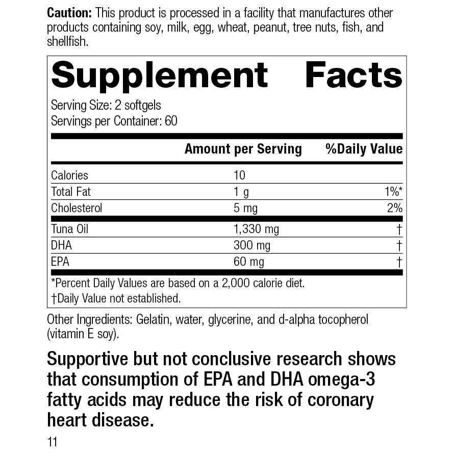 Tuna Omega-3 Oil. 120 Softgels