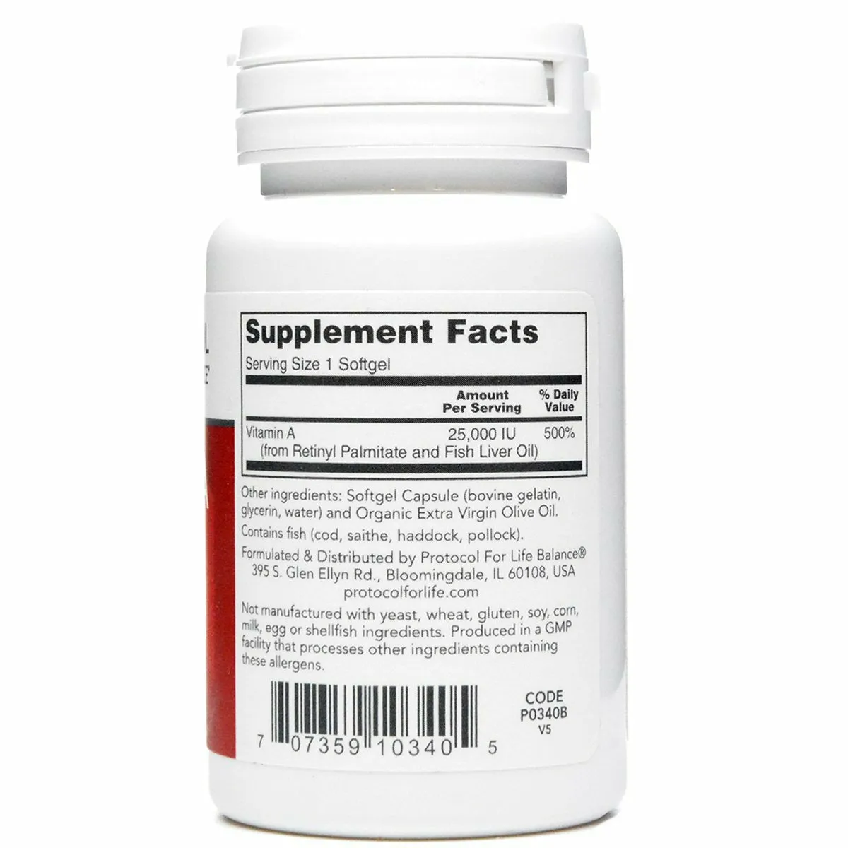 Vitamin A 25.000IU 100 gels by Protocol For Life Balance