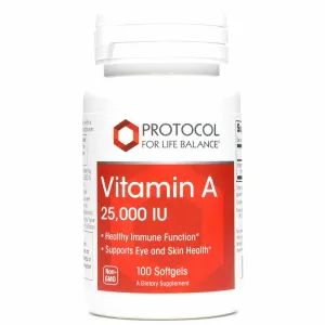 Vitamin A 25.000IU 100 gels by Protocol For Life Balance