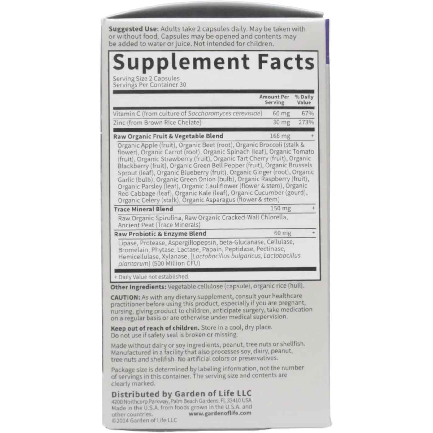 Vitamin Code RAW Zinc 60 vcaps by Garden of Life